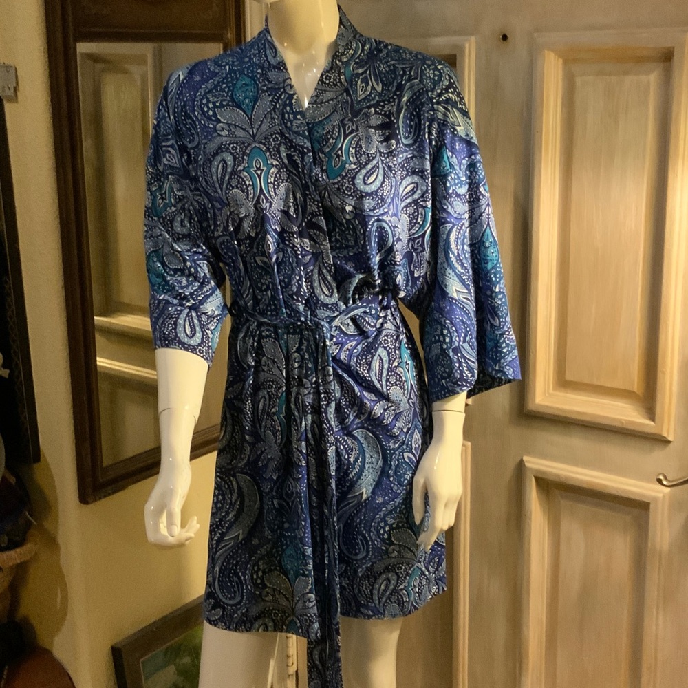 In Bloom Navy and Teal Paisley Kimono